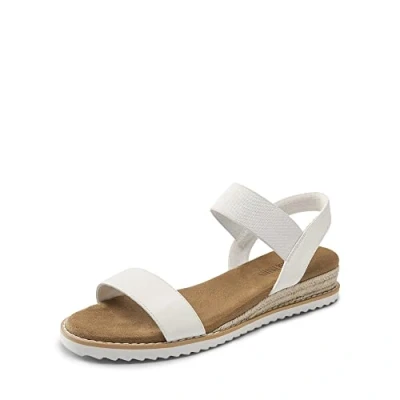 Imagen de DREAM PAIRS Sandalia de Vestir Mujer Cuña Zapatos Tacón BajoAlpargatas Clásicos Punta Redonda con Hebillas y Tiras Verano Blanco SDPW2310W E Talla 39 (EUR)
