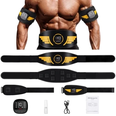 Imagen de Unegnel EMS Estimulador Muscular, Electroestimulador Abdominal con 10 Modos 30 Intensidades E Indicador De Consumo CaloríAs