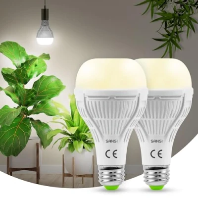 Imagen de SANSI Lamparas de Plantas, Bombillas Crecimiento LED E27 15W con Lente Esmerilada, Luz Plantas Interior Espectro Completo, Ángulo Haz 120, PPF 27 μmol/s, Cobertura Vegetal: 2x2 Sq Ft 2Pack