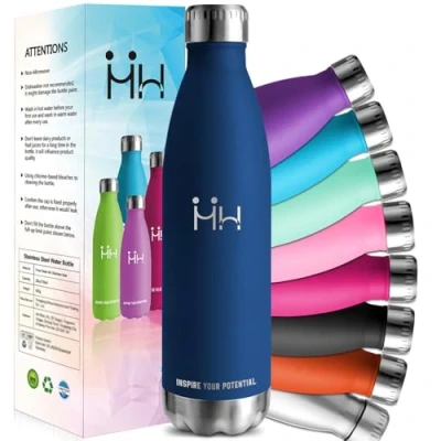 Imagen de HoneyHolly Botella Agua Acero Inoxidable, Termica 1000ml sin BPA, de Deportiva, Doble Pared al Vacío a Prueba Fugas, Cantimplora para Gimnasio