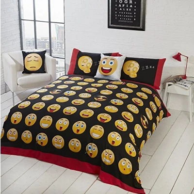 Imagen de Rapport Funda de edredón Reversible para Cama King, diseño emoticonos
