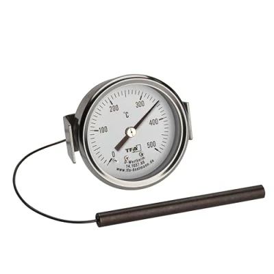 Imagen de TFA Dostmann Termómetro analógico de acero inoxidable hasta 500 C, 14.1037, adecuado para el horno pizza, piedra, leña o barbacoa/ahumador, con sensor cable, repuesto