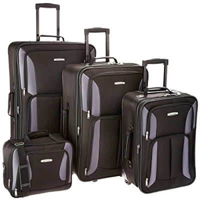 Imagen de Rockland Equipaje Journey Softside Set Vertical, Negro/Gris, Talla única, Juego de 4 Piezas