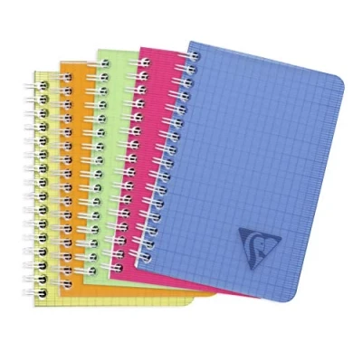 Imagen de Clairefontaine 328425C Collection Linicolor Fresh Un Carnet à Spirale 9x14 cm 100 Pages Petits Carreaux Papier Blanc 90 g Couverture Polypro Transparent Couleur Aléatoire