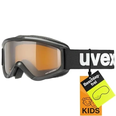 Imagen de uvex speedy pro, gafas de esquí infantiles, con mejora del contraste, campo visual ampliado antivaho, black/lasergold, one size