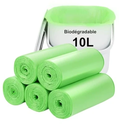 Imagen de Bolsas de basura biodegradables 10 L, 120 unidades: forro cubo pequeño para encimera. Aievrgad, gruesas biodegradables, compostables, alimentos/jardín