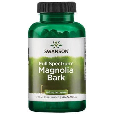 Imagen de Swanson, Full Spectrum Magnolia Bark (Corteza de Magnolia), 400mg, 60 Cápsulas, Alta Dosis, Probado en Laboratorio, Sin Soja, Gluten, No GMO