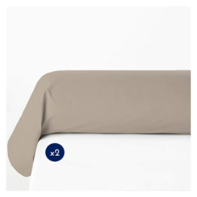 Imagen de Home Linge Passion Juego de 2 Fundas Almohada travesaño, Algodón, Beige, Alto, 85x185x1 cm,