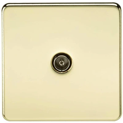 Imagen de Knightsbridge SF0100PB (Sin aislada) Salida Tornillos de 1 Banda, latón Pulido, Screwless 1G TV Outlet (Non Isolated) Polished Brass