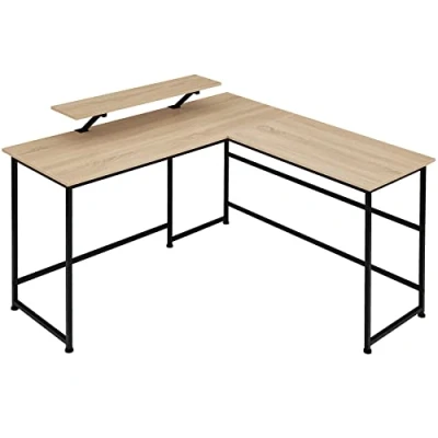 Imagen de TecTake Escritorio para despacho, Mesa Ordenador, Mueble de Oficina, ejecutiva Estilo Industrial (Madera Clara)