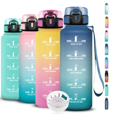 Imagen de Botella Agua, Agua 1.5 litros con Filtro, a Prueba de Fugas, Cantimplora Marca Tiempo, Fácil Limpiar, Transportar, Infantil para Deportes, Camping, Senderismo
