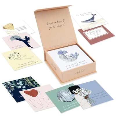 Imagen de RYVE tarjetas de Afirmaciones 52 positivas para mujeres diarias con citas motivacionales, meditación, atención plena,
