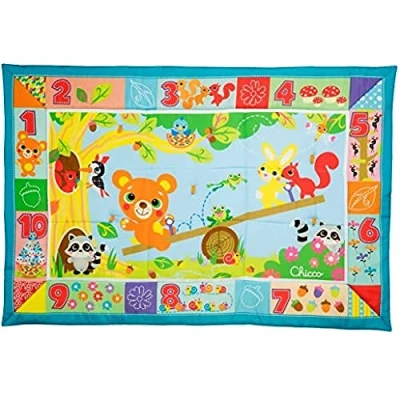 Imagen de Chicco Alfombra XXL Amigos del Bosque de Juegos Infantil Extra Grande 135x90 cm, Suave y Colorida para la Habitación los Niños Juguete Bebés 0+ Meses, Azul Animales