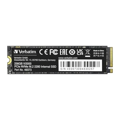 Imagen de Verbatim Vi3000 NVMe M.2 Internal SSD, Unidad SSD Interna con 256 GB de Almacenamiento Datos, Estado sólido Interfaz PCIe Gen 3, Color Negro