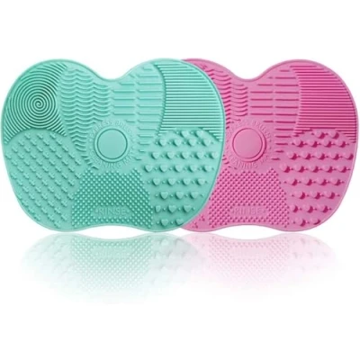 Imagen de 2 paquetes de estera limpieza brochas maquillaje, limpiador maquillaje silicona, almohadilla y depurador con ventosa