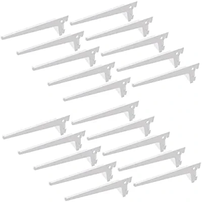 Imagen de Emuca Escuadra de estante blanca para perfil cremallera perforación simple 50mm, cartela largo 250mm, pack 20 piezas,