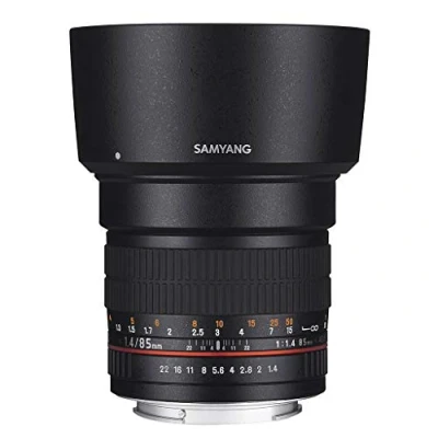 Imagen de Samyang F1111210101 Objetivo fotográfico DSLR para Fuji X (Distancia Focal Fija 85mm, Apertura f/1.4 22 AS IF UMC, diámetro Filtro: 72mm), Negro