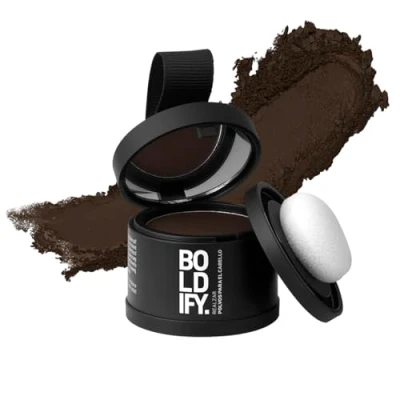 Imagen de BOLDIFY Polvos Retoca Raíces Cubre Canas Mujer y Hombre 48 Horas Volumen Pelo Polvo Capilar Oculta Instantáneamente la Pérdida de Cabello, No Mancha (Castaño oscuro)