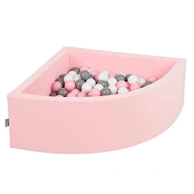 Imagen de KiddyMoon 90X30cm/200 Bolas Piscina De ∅ 7Cm para Ninos Cuarto Angular Hecha En La UE, Rosa:Blanco/Gris/Rosaclr