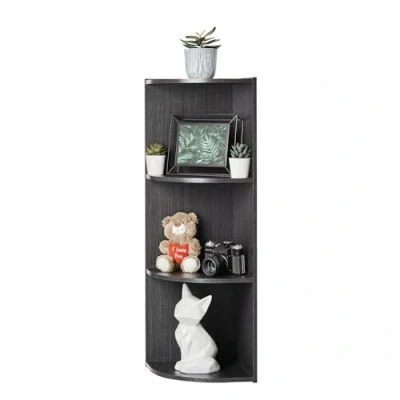 Imagen de Iris Ohyama Estantería Esquinera de 3 Niveles, Negro, Exposición, Modular, Almacenamiento, para Sala Estar, Habitación, Oficina, Espacio Ahorrado, Librería, Montaje Fácil, CX 3C