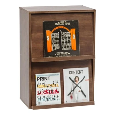 Imagen de Iris Ohyama, mobiliario, biblioteca, estante de almacenamiento, 2 puertas plegables, diseño, sólido, moderno, multi uso, escritorio, habitación, salón Flap Rack Chr Marron