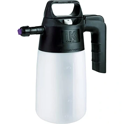 Imagen de IK Foam 1.5 Pulverizador Profesional para Espuma Seca y Duradera Válvula de Seguridad Despresurizable Amplia Boca Llenado Depósito Translucido con Indicador Nivel 3 Tipos