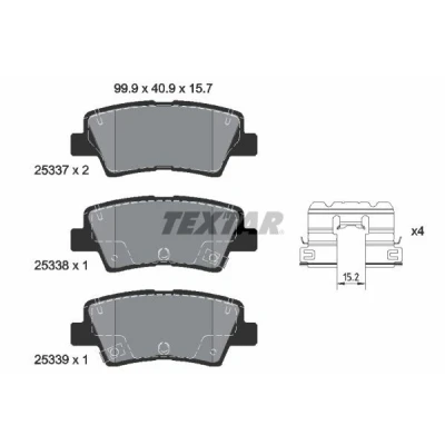 Imagen de TEXTAR 2533709 Juego de pastillas freno con avisador acústico desgaste accesorios HYUNDAI: Kona SUV, Furgón / SUV