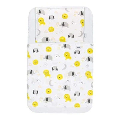 Imagen de FlyIdeas Juego 4 Pza Sabanas Minicuna Colecho Next2Me 50x83cm 1 Sabana Bajera Protector Colchon Encimera y Funda de Almohada 100% Algodon Cert, Hecho en EU