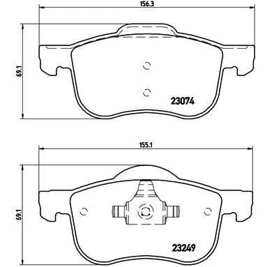 Imagen de BREMBO P 86 020 Juego de pastillas freno excl. contacto avisador desgaste con clip émbolo sin accesorios VOLVO: S80 I
