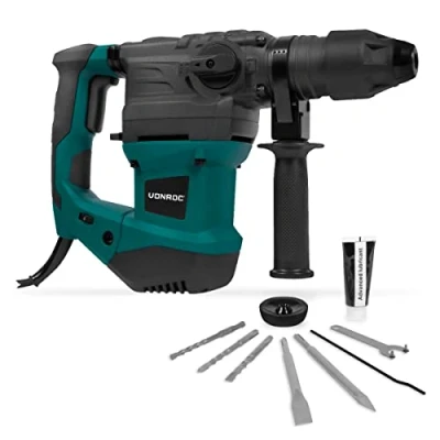 Imagen de VONROC Martillo perforador 1800W 6 Joule Velocidad regulable SDS plus 4 funciones Incl. brocas y cinceles