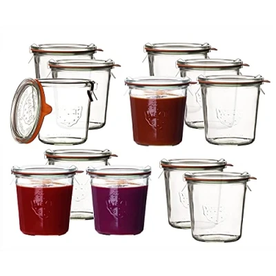 Imagen de Weck 24 despertar vasos de 1/2 litro caída frascos vidrio y / incl preservar anillos tapa los soportes