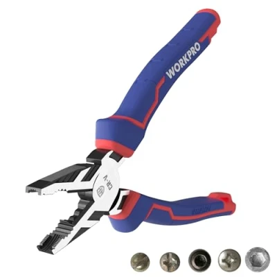 Imagen de WORKPRO Alicate Universal de 200 mm, Multiuso 4 en 1, Estructura Excéntrica, Combinado Profesional con Mango Ergonómico, Acero al Cr V, para Electricista, Bricolaje