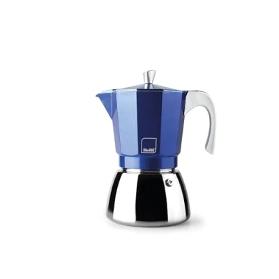 Imagen de IBILI Cafetera express Elba Blue, 3 tazas, 150 ml, Aluminio fundido, Base de Acero Inoxidable, con reductor para 2 tazas Apto inducción