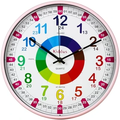 Imagen de Kiddus Reloj Pedagógico para Niñas y Niños. De Pared, Analógico. Aprende la Hora con Nuestro Fácil Sistema Time Teacher. Mecanismo Silencioso. Diseñado en Barcelona
