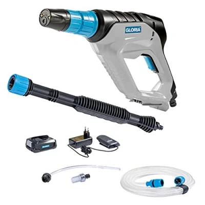 Imagen de Gloria MultiJet 18 V Set Utilizable como Limpiador a presión, Pistola de Espuma, pulverizador, Cepillo Boquilla 4 en 1, Lanza 40 cm, Manguera 5 m Incl. batería Bosch