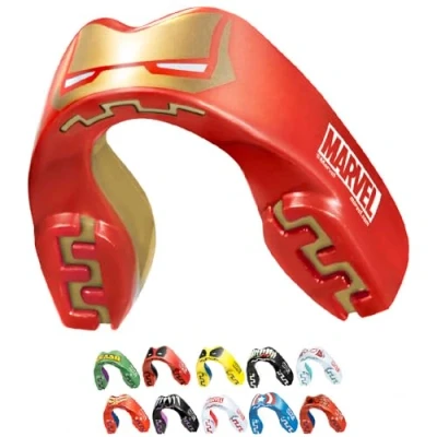 Imagen de Marvel Iron Man Protector bucal adultos y niños para todos los deportes de contacto, incluidos rugby, MMA, artes marciales kickboxing, judo, hockey boxeo