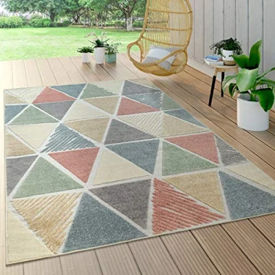 Imagen de Paco Home Alfombra Interior Exterior Terraza Balcón Intemperie Motivo Geométrico Moderno, tamaño:160x230 cm, Color:Multicolor