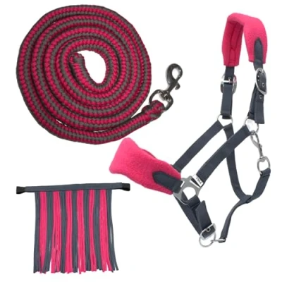 Imagen de PFIFF 103103 Sunny Juego de Cabestro (3 Piezas, Tejido y Flecos, Personalizable, Gris Rosa)