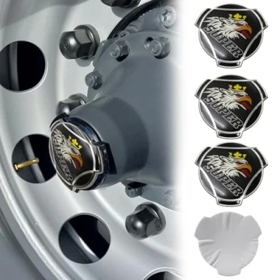 Imagen de 4 calcomanías de aluminio con el logotipo Griffin Head para llantas camión Scania, tapas centrales, emblema, cubierta adhesiva (negro)