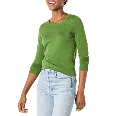 Imagen de Amazon Essentials Jersey de Cuello Caja Ligero Manga Larga (Disponible en Tallas Grandes) Mujer, Verde, M