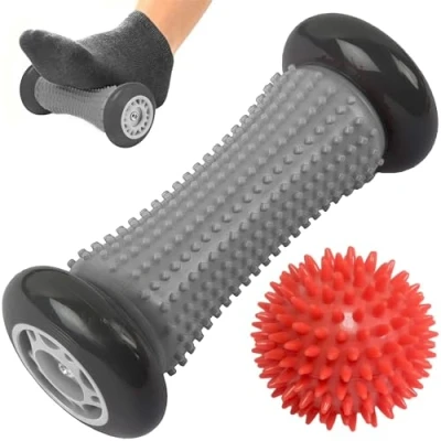 Imagen de ROMIX Rodillo Masaje Pies, Tejido Profundo Punto de Activación Masajeador Pies y Pelota Set para Aliviar el Dolor Estrés, Fascitis Plantar Aliviar, Músculos Tensos Piernas, Manos