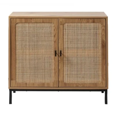 Imagen de CaliCosy Jaya Aparador de 2 puertas ratán natural (80 x 35 75 cm, madera y ratán)