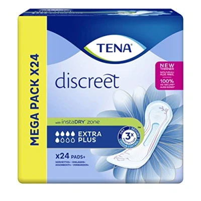 Imagen de TENA Discreet Extra Plus Servilletas Incontinencia Mujer Mega Pack 24