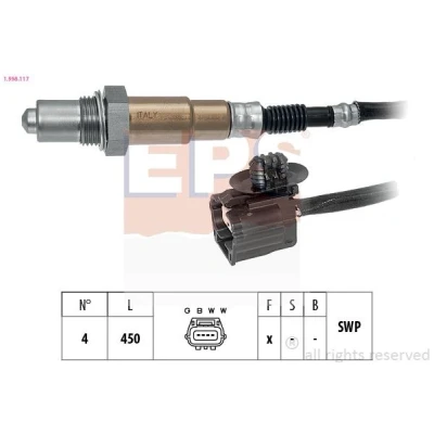 Imagen de EPS 1.998.117 Sonda lambda con material de fijación Made in Italy OE Equivalent térmico, plana, Rosca engrasada RENAULT: LAGUNA 3