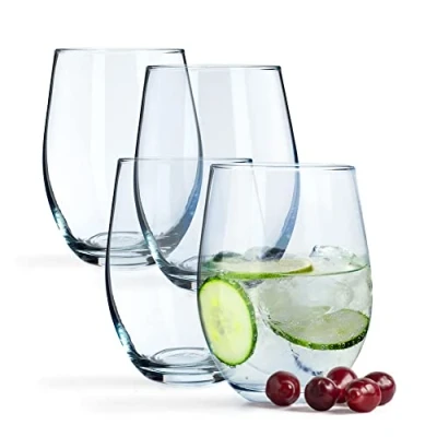 Imagen de KADAX vasos para bebidas, de agua vidrio neutro, calcio 580 ml, copas vino transparentes, universales modernos, zumo, juego suusana, 4