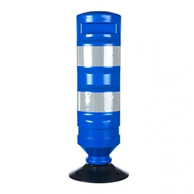 Imagen de PARKING FACIL Hito Cilíndrico H 75 con Base en Color Azul Bandas Reflectantes Elemento de Seguridad Vial para Carreteras, Parking, Garajes Tornillería Incluida Tamaño: cm