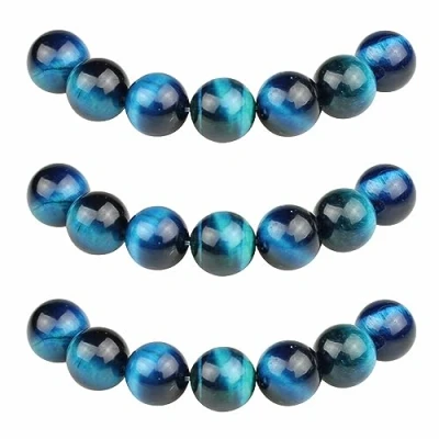 Imagen de MJDCB 4mm 85 piezas Cuentas de Piedra Ojo Tigre Azul Cielo Redondas Sueltas Piedras Semipreciosas Naturales para Hacer Joyas Pulseras Collares