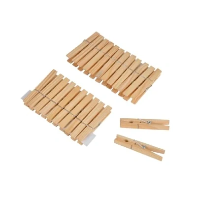 Imagen de Homea, Set de 24 Pinzas para la Ropa Madera, 7 cm, Color Natural