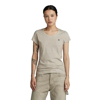 Imagen de G STAR Para Mujer Top Eyben Slim 2.0, Multicolor (Milk htr/Shamrock Stripe D24533 D244 G427), XXS