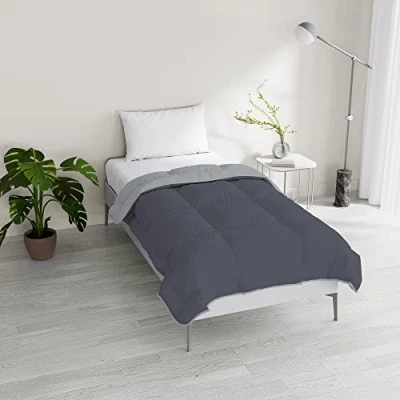 Imagen de Italian Bed Linen Edredòn de Invierno Bicolor Sogni e Capricci, Gris Claro/Gris Oscuro, 150x200cm